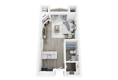 Floor plan for studio, 1 bath, 429 sqft